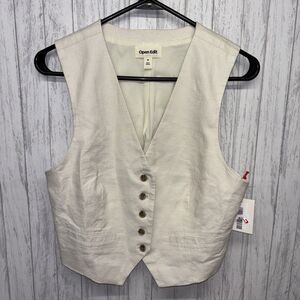 Womens Size M Open Edit Ivory Vest NWT